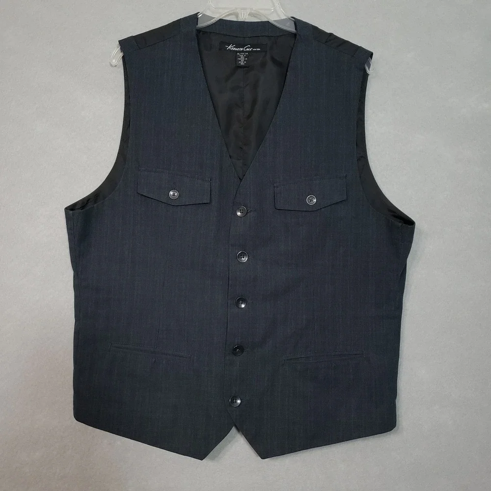 Kenneth Cole XL Vest Charcoal Gray Button Up Dark Academia Steampunk Goth Layer